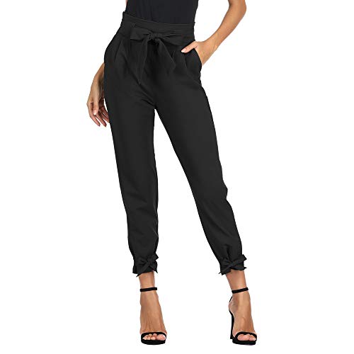 GRACE KARIN Damen Hose High Waist Elegant Casual Bleistifthose Herbst Hose mit Taschen Schwarz CL010903-1_S von GRACE KARIN