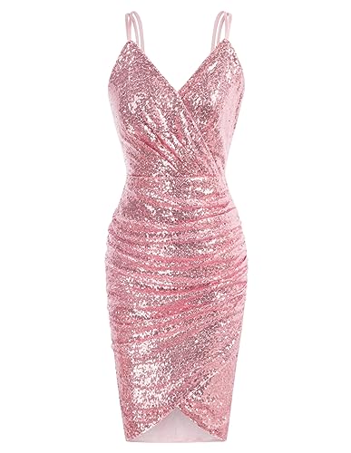 GRACE KARIN Damen Elegant Trägerkleid Glitter Pailletten Bankett Bleistiftkleid Club Party Bodycon Kleider CL762-16 XXL von GRACE KARIN