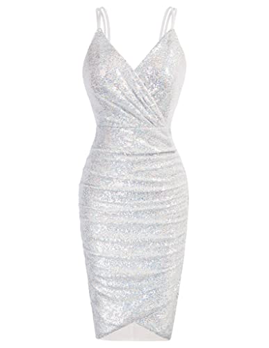 GRACE KARIN Damen Elegant Trägerkleid Glitter Pailletten Bankett Bleistiftkleid Club Party Bodycon Kleider CL762-7 XXL von GRACE KARIN