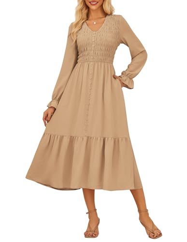 GRACE KARIN Damen Elegantes Freizeitkleid Romantisch Rüschen Country-Stil Maxikleid mit Taschen Khaki M GRACE KARIN Damen Elegantes Freizeitkleid Romantisch Rüschen Country-Stil Maxikleid mit Taschen Khaki M von GRACE KARIN