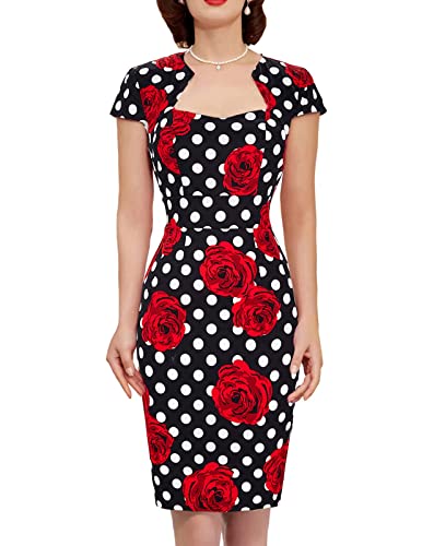 GRACE KARIN Damen Flügelärmel Vintage Wackelkleid Bleistift & Schößchen, C-11 Rose, XX-Large GRACE KARIN Damen Flügelärmel Vintage Wackelkleid Bleistift & Schößchen, C-11 Rose, XX-Large von GRACE KARIN