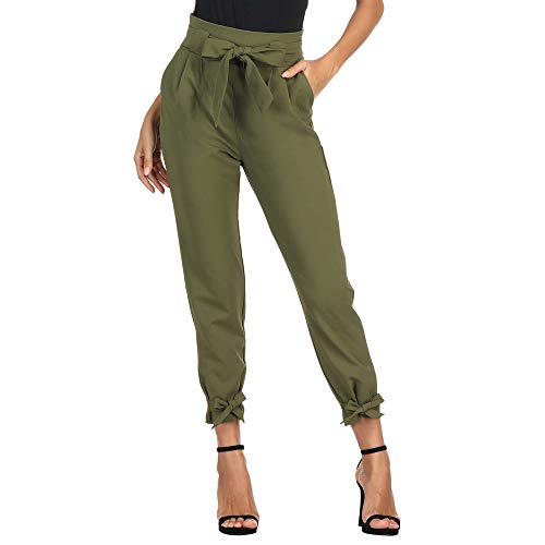 GRACE KARIN Damen-Freizeithose, einfarbig, hohe Taille, selbstbindend, mit Gürtel, Armee-grün, X-Groß GRACE KARIN Damen-Freizeithose, einfarbig, hohe Taille, selbstbindend, mit Gürtel, Armee-grün, X-Groß von GRACE KARIN
