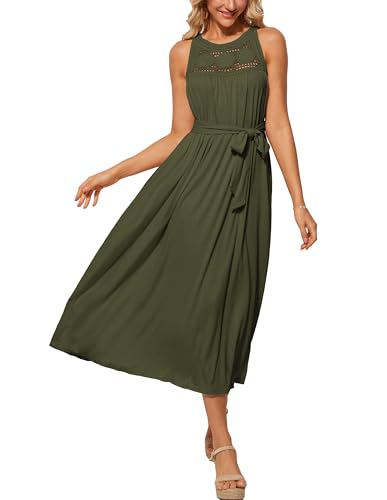 GRACE KARIN Damen Freizeitkleider Elegant Neckholderkleid Damen Abend Partykleider Armeegrün M von GRACE KARIN