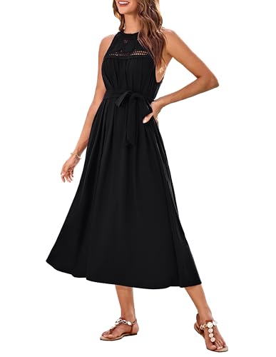 GRACE KARIN Damen Freizeitkleider Elegant Neckholderkleid Damen Abend Partykleider Schwarz M von GRACE KARIN