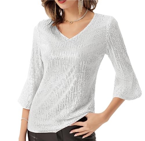 GRACE KARIN Damen Glitzer Oberteile Damen Party Pailletten Oberteil CL1559-03_0XL von GRACE KARIN
