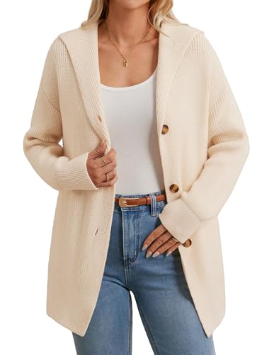 GRACE KARIN Damen Herbst Winter Strickjacke Lässig Open Front mit Taschen Strickmantel S Aprikose von GRACE KARIN