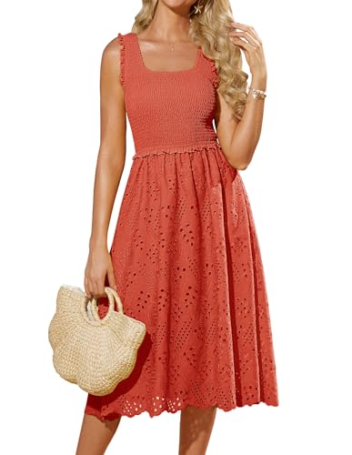 GRACE KARIN Damen Hohe Tailliertes Kleid Elegantes Besticktes Sommerhochzeit Brautjungfernkleid Midilange Plissierte Festliche Strandkleider XL von GRACE KARIN