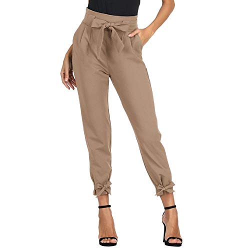 GRACE KARIN Damen Hose Hohe Taille Schleife Gürtel Hose Elegant Casual Bleistifthose S CL010903-13 von GRACE KARIN