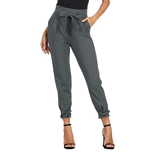 GRACE KARIN Damen Hose Hohe Taille Schleife Gürtel Hose Elegant Hose Casual Bleistifthose S CL010903-14 von GRACE KARIN