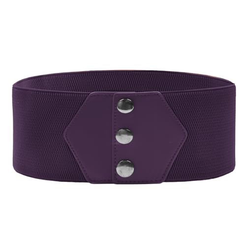 GRACE KARIN Damen Korsettgürtel mit Druckknopf, breiter elastischer Gürtel für Kleid, dehnbarer Bund, deep purple, XXL von GRACE KARIN