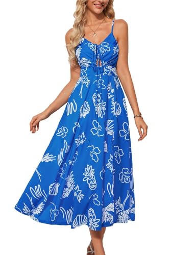 GRACE KARIN Damen Leichte Lange Maxi Kleider Blumen Print Bohokleid Smocked Hohe Taille Fließende Freizeitkleider mit Tasche Urlaub Ferien Blaue Blumen XXL GRACE KARIN Damen Leichte Lange Maxi Kleider Blumen Print Bohokleid Smocked Hohe Taille Fließende Freizeitkleider mit Tasche Urlaub Ferien Blaue Blumen XXL von GRACE KARIN