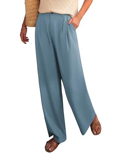 GRACE KARIN Damen-Leinenhose mit Weitem Bein Freizeithose Taschenhose Knitterfrei Grau Blau XXL GRACE KARIN Damen-Leinenhose mit Weitem Bein Freizeithose Taschenhose Knitterfrei Grau Blau XXL von GRACE KARIN