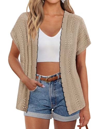 GRACE KARIN Damen Locker Passform Solid Farbe Basic Strickjacke Retro Kurzarm Basic Tops Khaki XL GRACE KARIN Damen Locker Passform Solid Farbe Basic Strickjacke Retro Kurzarm Basic Tops Khaki XL von GRACE KARIN