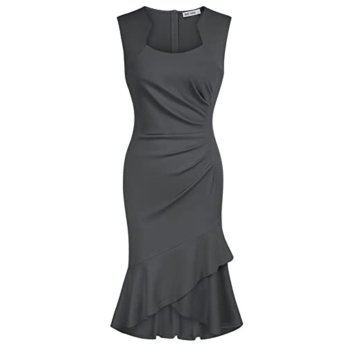 GRACE KARIN Damen Meerjungfrau Kleid Für Abend Hochzeit Retro Bodycon Kleid Elegantes Party Kleid Dunkelgrau S von GRACE KARIN