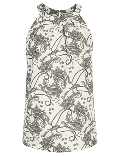 GRACE KARIN Damen Neckholder Top Chiffon Bluse Top Damen Sommer Tops Elegant Ärmellose Oberteile Neckholder Oberteile Weiß-Schwarze Blume S CL1104S22-07 von GRACE KARIN
