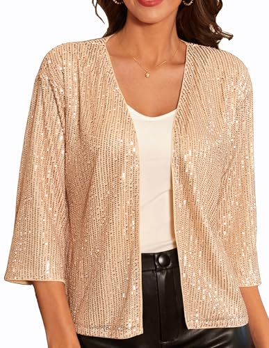 GRACE KARIN Damen Offene Blazer Business Casual Cropped Pailletten-Cardigan 3/4 Ärmel kurz Leicht Jacke Mantel Strickjacke Cardigan 2XL Aprikose GRACE KARIN Damen Offene Blazer Business Casual Cropped Pailletten-Cardigan 3/4 Ärmel kurz Leicht Jacke Mantel Strickjacke Cardigan 2XL Aprikose von GRACE KARIN