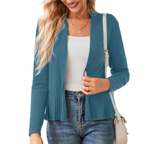 GRACE KARIN Damen Open Front Strickjacke Herbst für Mädchen Lange Ärmel Leicht Bolero Gestrickt Schlank Tunika Elegant Warmes Top von GRACE KARIN