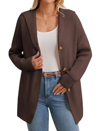 GRACE KARIN Damen Oversize Kapuzenpullover Herbst Lässig mit Knöpfen Langarm Strickjacke XXL Braun GRACE KARIN Damen Oversize Kapuzenpullover Herbst Lässig mit Knöpfen Langarm Strickjacke XXL Braun von GRACE KARIN