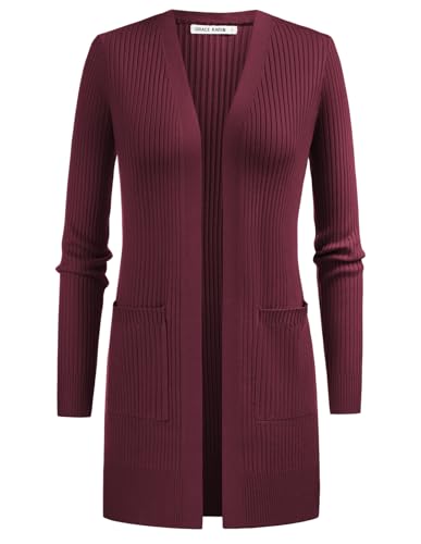 GRACE KARIN Damen Oversized Lange Strickjacke Freizeit Basic Gestrickte Jacke 2025 Mode Abend Party Mantel Dunkelrot XXL GRACE KARIN Damen Oversized Lange Strickjacke Freizeit Basic Gestrickte Jacke 2025 Mode Abend Party Mantel Dunkelrot XXL von GRACE KARIN