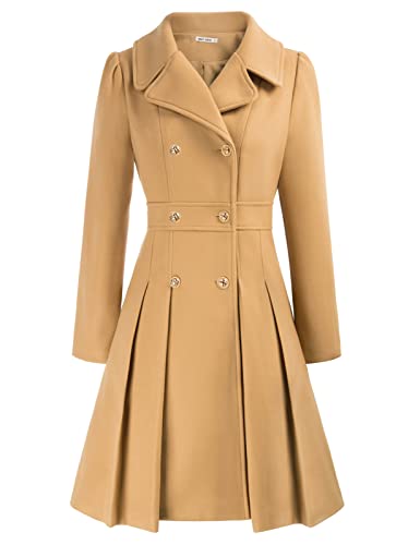 GRACE KARIN Damen Revers Wintermantel Wintercoat Khaki Langarm Mantel Warm Jacke einfarbig Mantel casual style Outwear 2XL CL0977A21-04 von GRACE KARIN