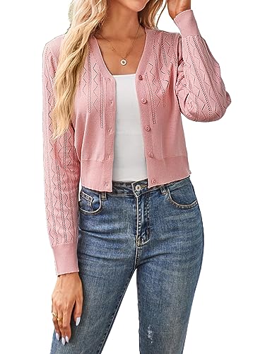 GRACE KARIN Damen Rosa Strickjacke Picknick Out Damen Strickjacke Hellrosa L von GRACE KARIN