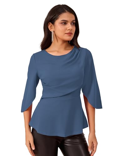 GRACE KARIN Damen Sexy Weste mit Rundhalsausschnitt Lockere Passform 3/12-Ärmel Bequemes Tank Top für Frühling Herbst Winter Graublau XL von GRACE KARIN