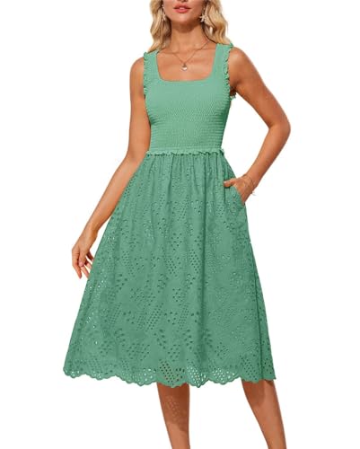 GRACE KARIN Damen Sommer Bohokleider Gerafftes Slim Fit Tailliertes Freizeitkleid Casual Frühling Gartenparty Urlaub Strand Kleid mitTaschen Grün XXL GRACE KARIN Damen Sommer Bohokleider Gerafftes Slim Fit Tailliertes Freizeitkleid Casual Frühling Gartenparty Urlaub Strand Kleid mitTaschen Grün XXL von GRACE KARIN