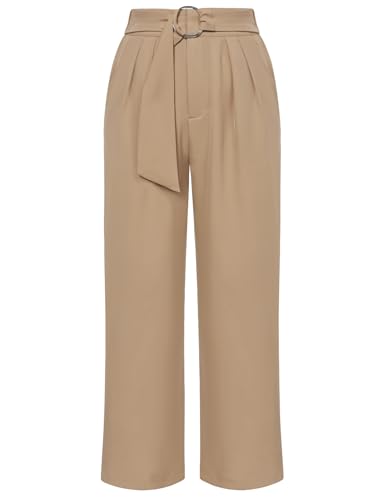 GRACE KARIN Damen Sommer Hose Gerade Wide Lose Elegante Hose 16 Khaki von GRACE KARIN