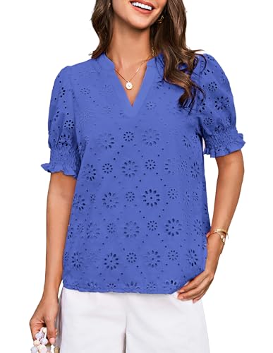 GRACE KARIN Damen Sommer T-Shirts Casual Puffärmel V-Ausschnitt Basic Tops Urlaubstops Graublau S GRACE KARIN Damen Sommer T-Shirts Casual Puffärmel V-Ausschnitt Basic Tops Urlaubstops Graublau S von GRACE KARIN