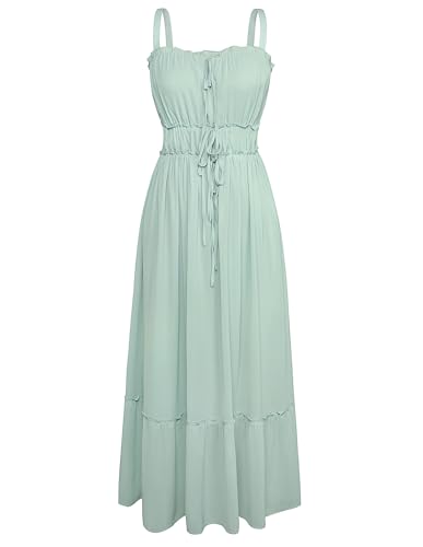 GRACE KARIN Damen Sommerkleid A-Linie Maxi Casual Kleider Freizeitkleid Sommer Kleider Damen Cocktailkleid Grün XL von GRACE KARIN