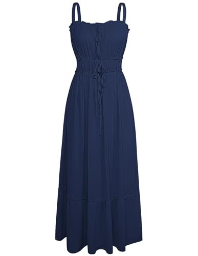 GRACE KARIN Damen Sommerkleid A-Linie Maxi Casual Kleider Freizeitkleid Sommer Kleider Damen Cocktailkleid Marineblau S von GRACE KARIN