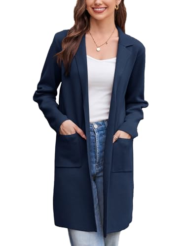 GRACE KARIN Damen Strickjacke lang Langarm Revers Strickjacke Vintage Warm Strickmantel Dunkelblau S GRACE KARIN Damen Strickjacke lang Langarm Revers Strickjacke Vintage Warm Strickmantel Dunkelblau S von GRACE KARIN