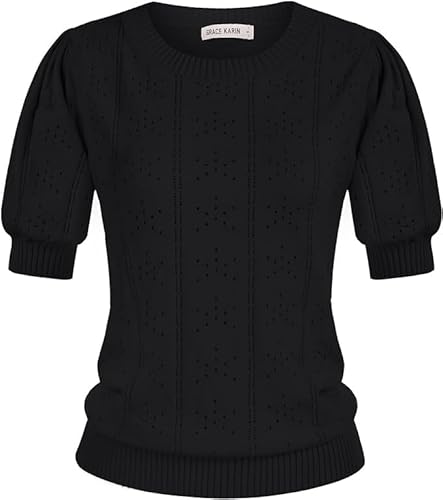 GRACE KARIN Damen Vintage Bluse Causal Strickpullover Sweater elegant warm Sweater CL692-1 XL von GRACE KARIN