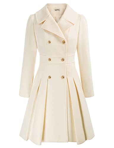GRACE KARIN Damen Warm Jacke Wintercoat Wintermantel Doppelknopf Langarm Mantel Revers Mantel casual style Outwear Beige M CL0977A21-01 von GRACE KARIN