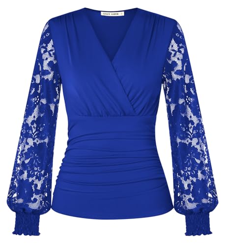 GRACE KARIN Damen Weiche Elastiche Tops 2025 Herbst Winter Party Bluse Slim Fit Korsett Cocktailparty Club Königsblau XL GRACE KARIN Damen Weiche Elastiche Tops 2025 Herbst Winter Party Bluse Slim Fit Korsett Cocktailparty Club Königsblau XL von GRACE KARIN