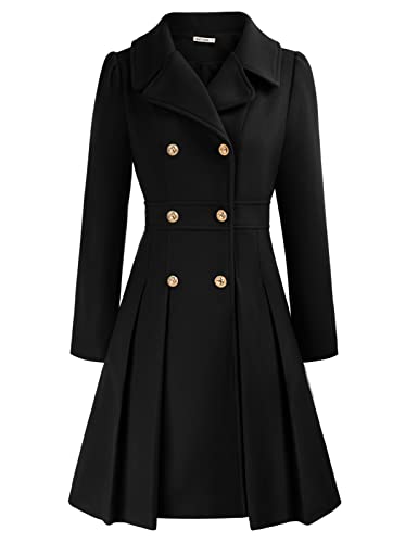 GRACE KARIN Damen Wintercoat Mantel Langarm Doppelknopf Revers Wintermantel Warm Jacke einfarbig Mantel casual style Outwear Schwarz 2XL GRACE KARIN Damen Wintercoat Mantel Langarm Doppelknopf Revers Wintermantel Warm Jacke einfarbig Mantel casual style Outwear Schwarz 2XL von GRACE KARIN