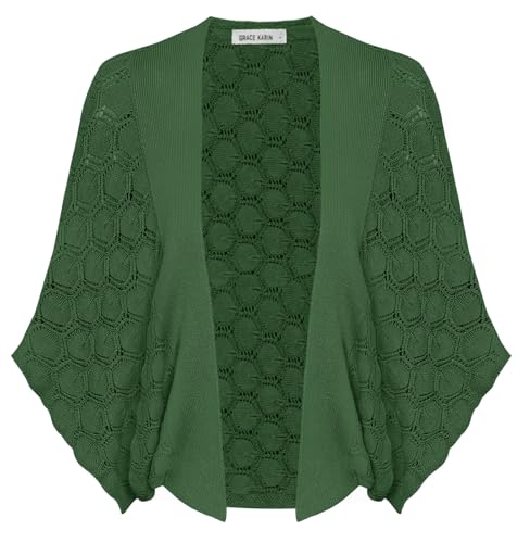 GRACE KARIN Elegante Strickjacke Bolero für Damen Leichte Dünn Bolerojacke Dunkelgrün XXL GRACE KARIN Elegante Strickjacke Bolero für Damen Leichte Dünn Bolerojacke Dunkelgrün XXL von GRACE KARIN
