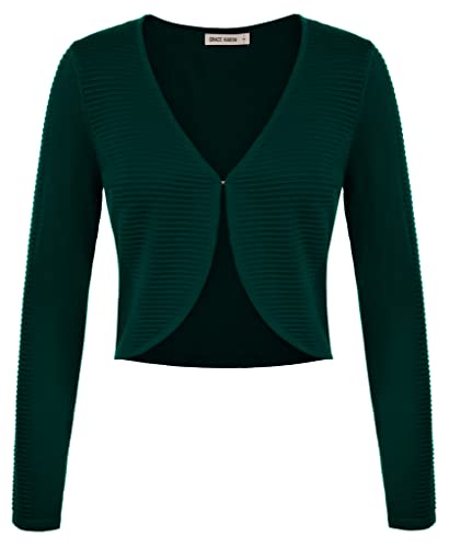 GRACE KARIN Female Cardigan V-Auschnitt Elegant Causal Strickjacke Freizeit Bolero Dunkelgrün L von GRACE KARIN