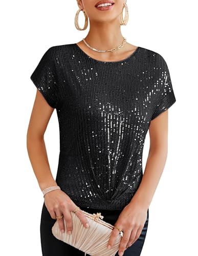 GRACE KARIN Frauen Funkelnde Glitzer-Pailletten Tank Top Party Disco Kurzarm Glänzendes Bluse Modisches Bequemes Oberteil Schwarz XXL GRACE KARIN Frauen Funkelnde Glitzer-Pailletten Tank Top Party Disco Kurzarm Glänzendes Bluse Modisches Bequemes Oberteil Schwarz XXL von GRACE KARIN