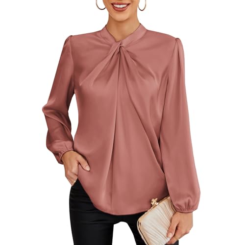 GRACE KARIN Hellrosa Bluse Herbst Langarm Pullover Damen Oberteile top CL2199-6 L von GRACE KARIN