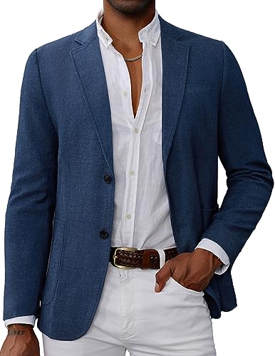 GRACE KARIN Herren Casual Stretch Strickmantel Zwei Knöpfe Leinen Slim Fit Anzugjacke, blau, M GRACE KARIN Herren Casual Stretch Strickmantel Zwei Knöpfe Leinen Slim Fit Anzugjacke, blau, M von GRACE KARIN