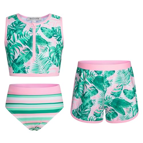GRACE KARIN Kids Kinder Badeanzug Set Mädchen Zip-Up Schwimmtop Badeshorts Bikini Unterteil Green 5-6 Jahre GRACE KARIN Kids Kinder Badeanzug Set Mädchen Zip-Up Schwimmtop Badeshorts Bikini Unterteil Green 5-6 Jahre von GRACE KARIN