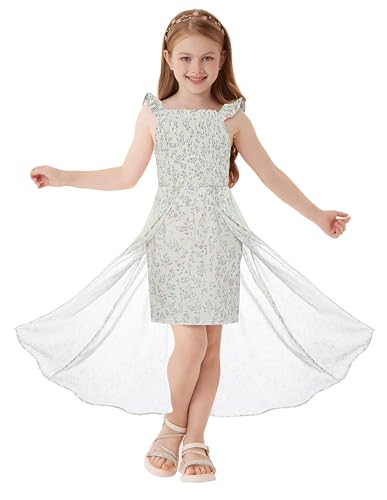 GRACE KARIN Kinder Ärmelloses Partykleid 2025 Frühling Sommer Floral Figurbetont Maxikleid für Mädchen Lila 10-12 Jahre von GRACE KARIN