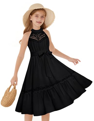 GRACE KARIN Kinder Mädchen Spitzen-Patchwork Kleid Elastischer Bund Stufen A-Linie Midi Kleid mit Gürtel Schwarz 10-12 Jahre GRACE KARIN Kinder Mädchen Spitzen-Patchwork Kleid Elastischer Bund Stufen A-Linie Midi Kleid mit Gürtel Schwarz 10-12 Jahre von GRACE KARIN
