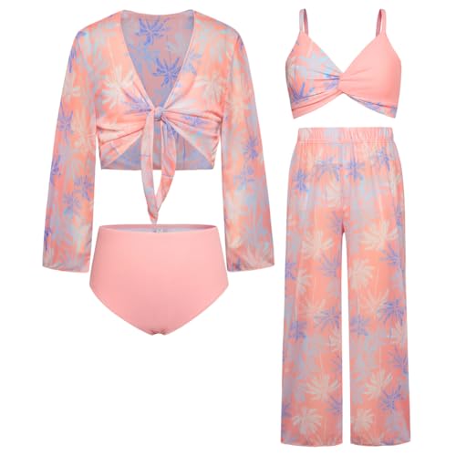 Kinder Schwimmanzug Badebekleidung Badehose Rash Guards Bademode Hell Pink 14 Jahre von GRACE KARIN