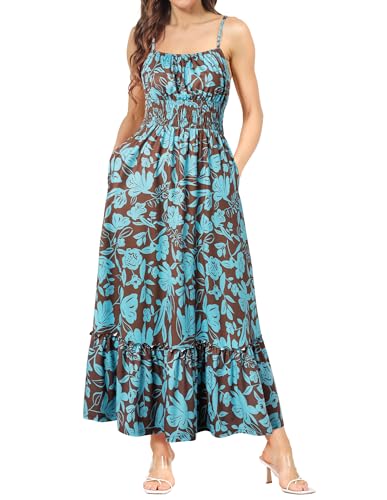 GRACE KARIN Kleid Damen Böhmisch Kleid Ärmellos Blumenkleid Maxikleid Casual Rüschen Freizeitkleid Strandkleid Braun Blaue Blumen XXL GRACE KARIN Kleid Damen Böhmisch Kleid Ärmellos Blumenkleid Maxikleid Casual Rüschen Freizeitkleid Strandkleid Braun Blaue Blumen XXL von GRACE KARIN
