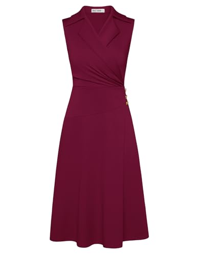 GRACE KARIN Kleider Damen Festlich Formelles Abendkleid Ärmellos V-Neck Cocktailkleid für Festliche Rot M von GRACE KARIN