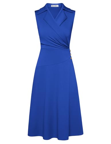 GRACE KARIN Damen Wickelkleid V-Ausschnitt Elegant Festliche Kleider Cocktail Party Formelle Business Kleid BurgunderSaphirblau M von GRACE KARIN