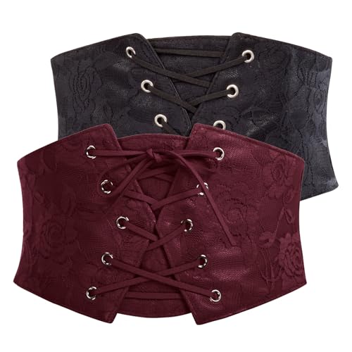 GRACE KARIN Korsettgürtel für Damen, elastischer Unterbrustkorsett, Taillengürtel, 2 Stück, Schwarz und Weinrot, X-Large GRACE KARIN Korsettgürtel für Damen, elastischer Unterbrustkorsett, Taillengürtel, 2 Stück, Schwarz und Weinrot, X-Large von GRACE KARIN