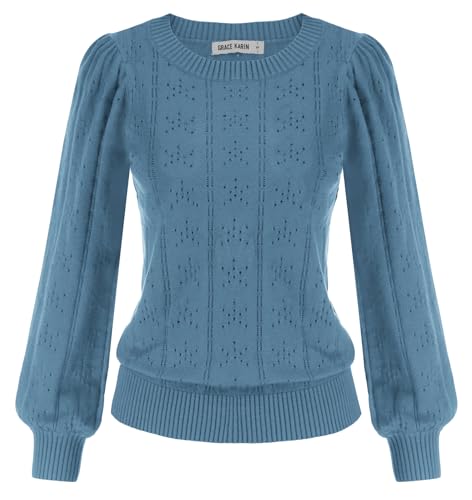 GRACE KARIN Langarm Pullover Polyester Pullover Damen Rundhalsausschnitt Strickpullover Cl834-16 XXL von GRACE KARIN